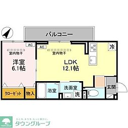 ルミナスプレイス 1階1LDKの間取り