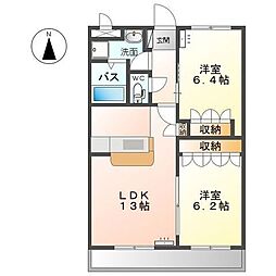 モデルナ江木 2階2LDKの間取り