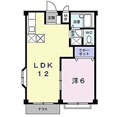 ニューシティーＡ 1階1LDKの間取り