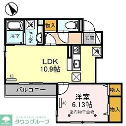 コンフォート上和田 1階1LDKの間取り