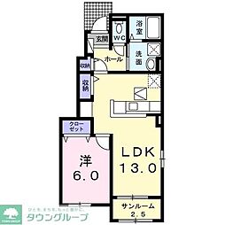 ルミエール 1階1LDKの間取り