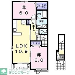 フランアンジュI 2階2LDKの間取り