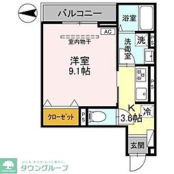 ＡＫコンフォルト高崎栄町 2階1Kの間取り