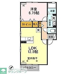 ウィルモアメゾン 2階1LDKの間取り
