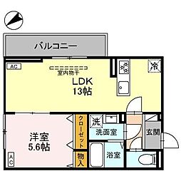 フェリーチェ　MAEBASHI 3階1LDKの間取り