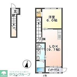 ヴィラ・ソレイユ　Ｂ 2階1LDKの間取り