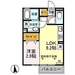 プリマヴェーラ 2階1LDKの間取り