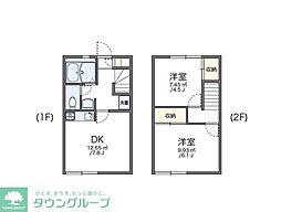 レオパレスMouIris弐番館 2DKの間取図画像