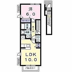 グランデ楓Ａ 2階1LDKの間取り