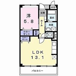 グレイスマンションII 3階1LDKの間取り