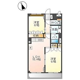 サンライズ・ガーデン 3階2LDKの間取り