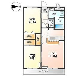 クローバービル 3階2LDKの間取り