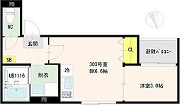ハーモニーテラス古城 1DKの間取図画像