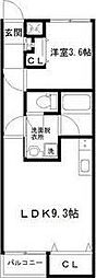 グランディア桜木 1LDKの間取図画像