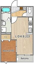 サン・エフ 1LDKの間取図画像