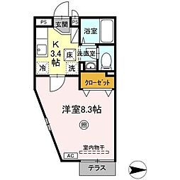 アビタート台原 1Kの間取図画像