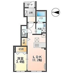 アンダー・リバー 1階1LDKの間取り