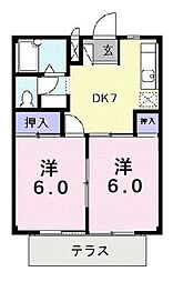 シティハイツ佐藤2 2DKの間取図画像