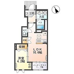 アジュール・M 1LDKの間取図画像
