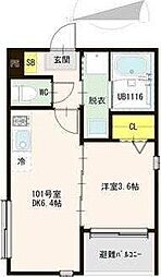 (仮称)高松一丁目(5)A 1DKの間取図画像