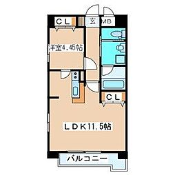 新田東レジデンス 1LDKの間取図画像