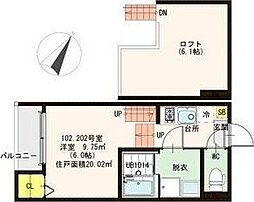 ノースフラワー台原 1Kの間取図画像