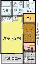 キャビン木町 ワンルームの間取図画像