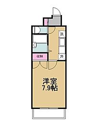 エルミタージュ 1Kの間取図画像