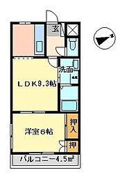 ピュアタウン 1LDKの間取図画像