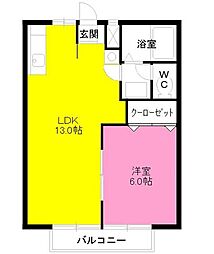 アーバンステート東中田 1LDKの間取図画像