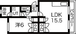 サニープラザ銀杏町 1LDKの間取図画像