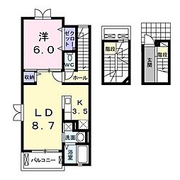 エスピナカ杜1 1LDKの間取図画像