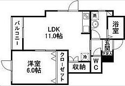 リーコーポ六番館 1LDKの間取図画像