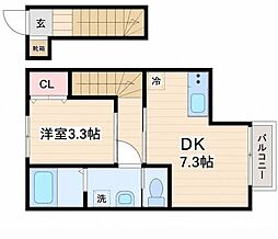 ドミール宮町 1DKの間取図画像