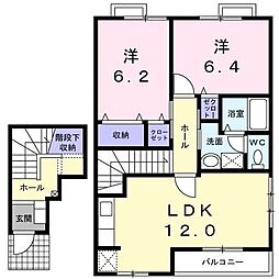 パレシャルマンB 2LDKの間取図画像
