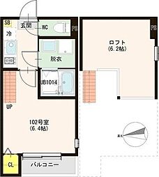 仙台市若林区蒲町東アパート 1Kの間取図画像
