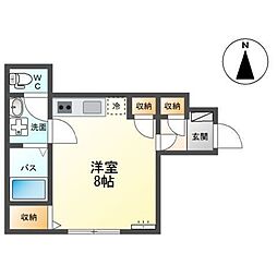 ゴートゥー ワンルームの間取図画像