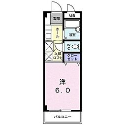 グレイスコート ワンルームの間取図画像