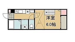リベルテ黒松 1Kの間取図画像