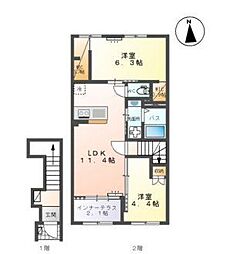 シェトワII 2LDKの間取図画像