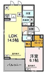 リヴェール長町 1LDKの間取図画像