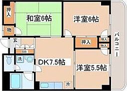 旭レジデンス 3DKの間取図画像
