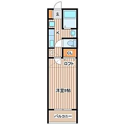 WIT木ノ下 1Kの間取図画像