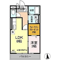 カナディアンコート平成 3階1LDKの間取り