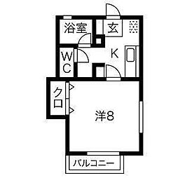 アスコット保春院 1Kの間取図画像