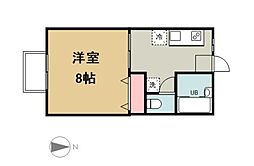 植木ハイツ6 1Kの間取図画像