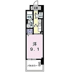 プレッサ泉中央 1Kの間取図画像