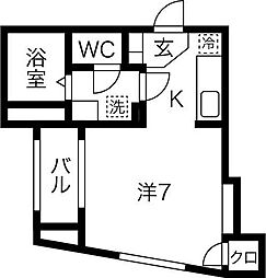 il mio campo ワンルームの間取図画像