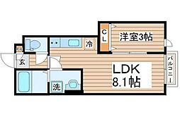 中田町新築ＡＰ　Ａ棟 103 1階1LDKの間取り