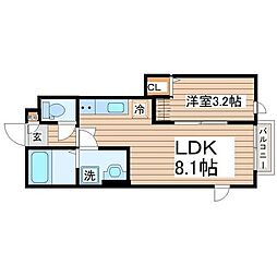 中田町新築ＡＰ　Ｂ棟 101 1階1LDKの間取り